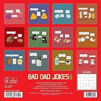 Willow Creek Press Bad Dad Jokes 2024 7" x 7" Mini Wall Calendar