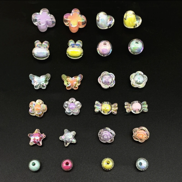 Acrylic beads, different styles, 20 pieces