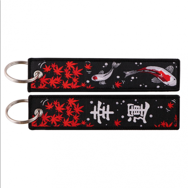 Keychain with embroidery in Japanese style, 3*13 cm, pattern in assortment