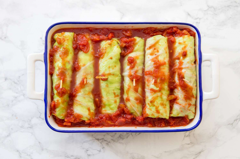 Stuffed Cabbage Rolls With Ground Beef and Rice